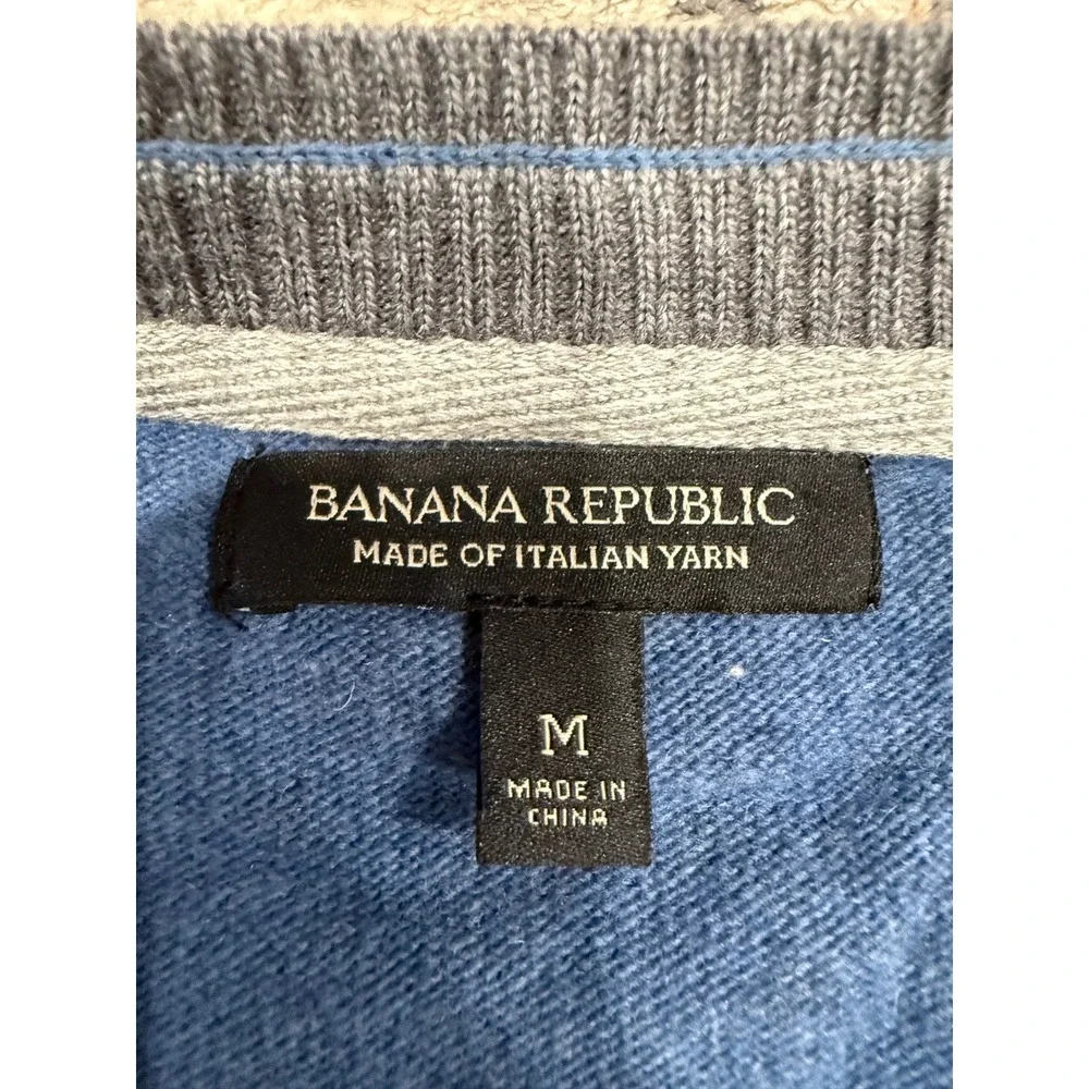 Banana Republic Mens Blue Italian Yarn Button Front Cardigan Sweater Medium